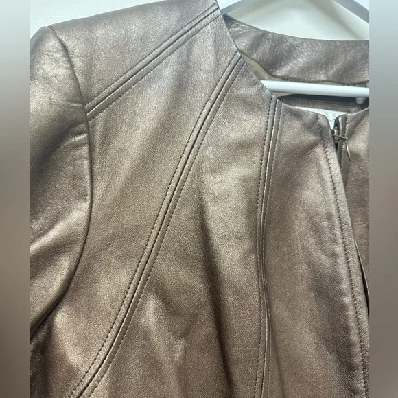 Vintage Preston & York Metallic Brown Leather Jacket Coat Women Bronze sz XL - Picture 9 of 9